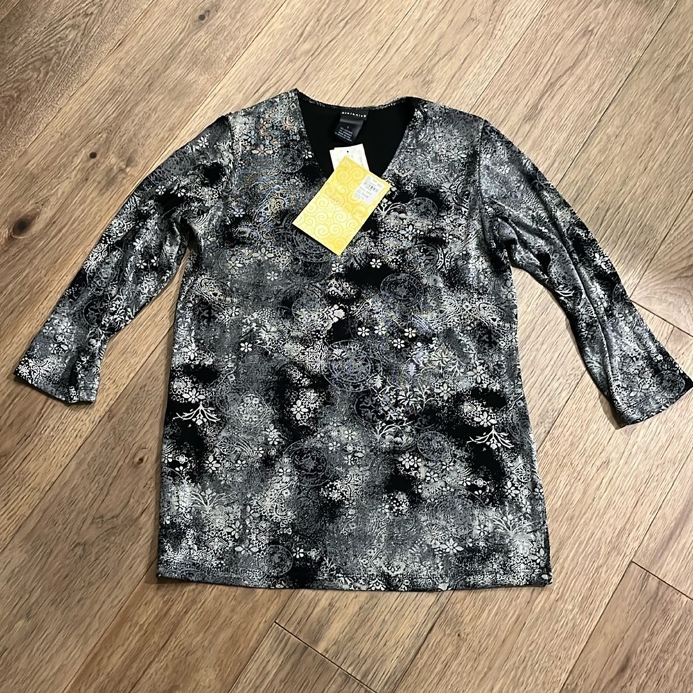 CITIKNIT black and white scoop neck blouse, size small